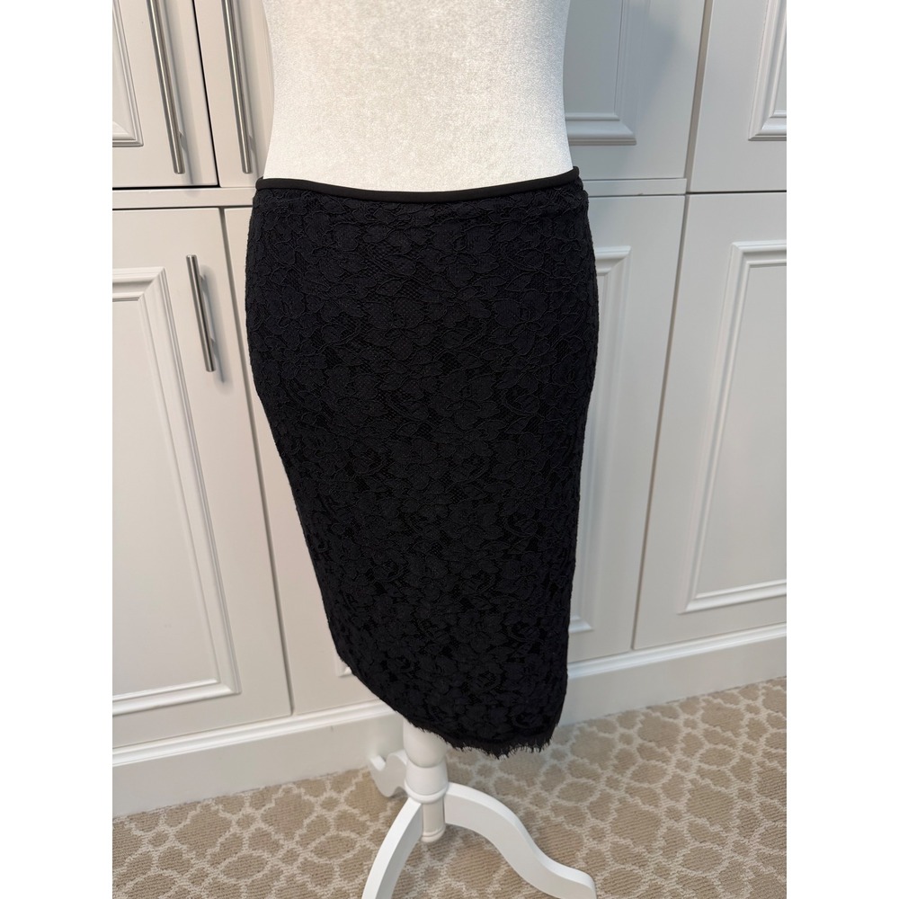 Diane von Furstenberg Pencil Skirt Womens 6 Black NWT Floral Lace Back Zip